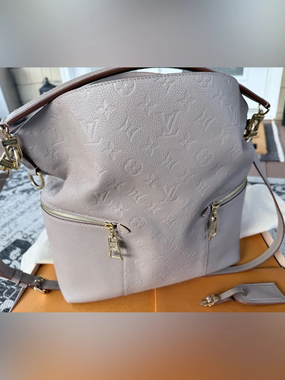 Louis Vuitton Melie Hobo Galet Monogram Empreinte Leather Shoulder Crossbody